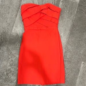 radiant orange bodycon strapless dress